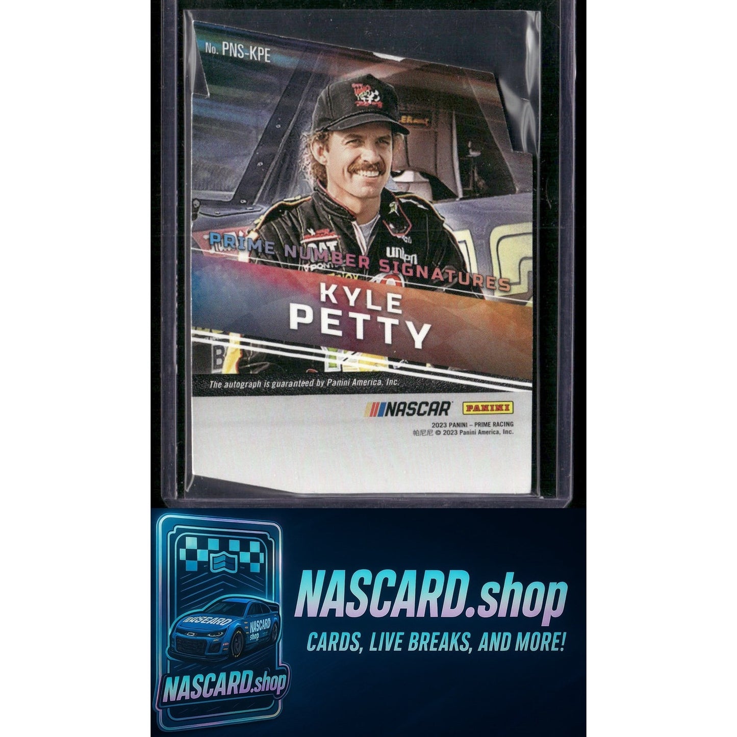 2023 Panini Prime Kyle Petty Die Cut Prime Number Signatures Red Holo Gold #/25 - NASCARD.shop