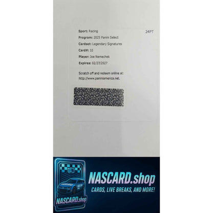 2025 Panini Select #LS-JNK Joe Nemechek Legendary Signatures REDEMPTION