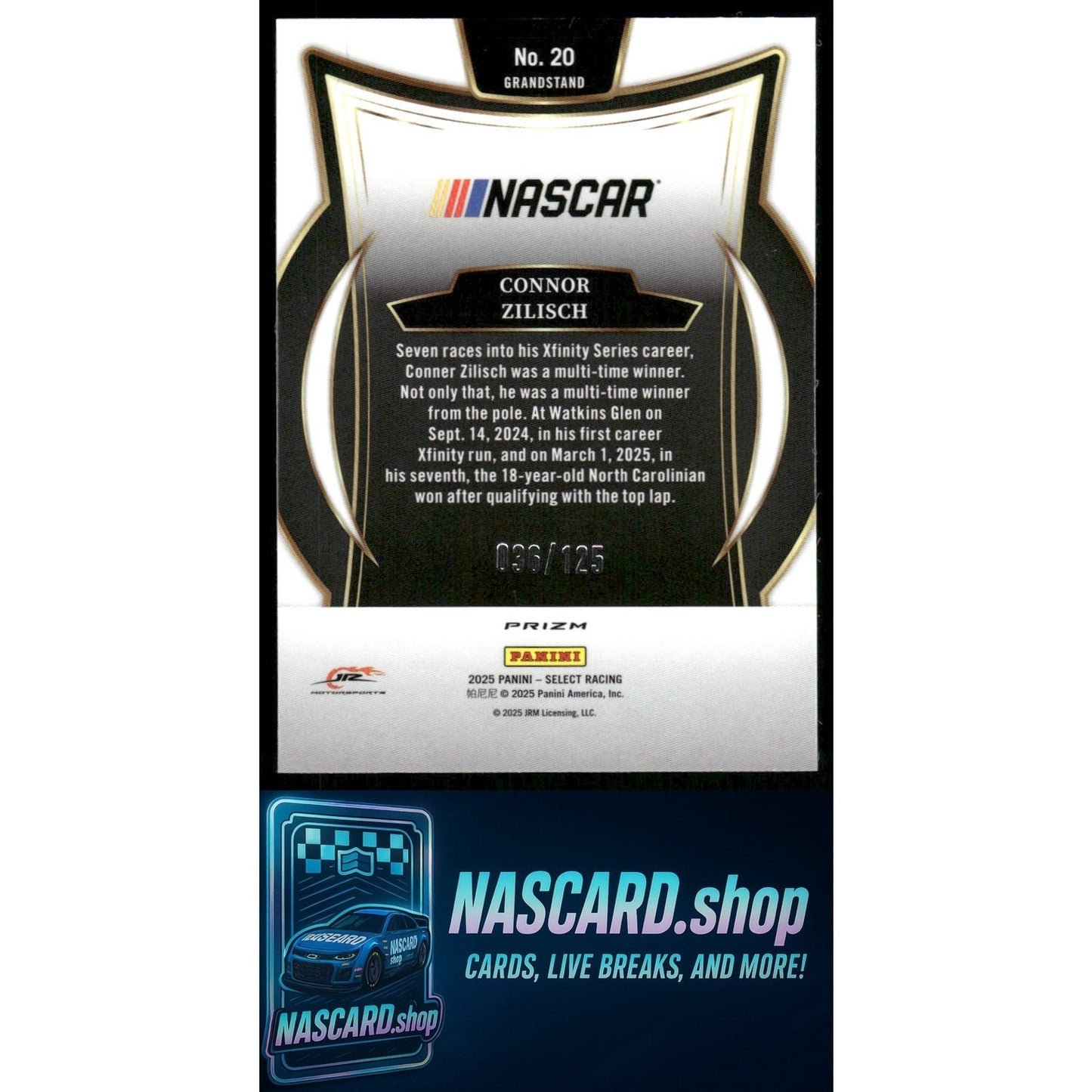 2025 Panini Select #20 Connor Zilisch Red Prizms #/125