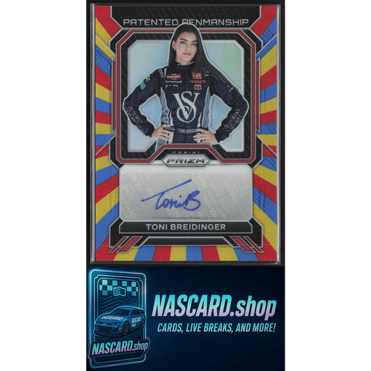 2023 Panini Prizm #PP-TBD Toni Breidinger Patented Penmanship Rainbow Prizm #/24