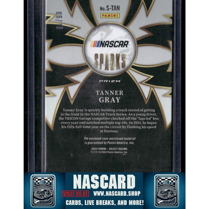 2024 Panini Select #S-TAN Tanner Gray Sparks Gold Prizms - NASCARD.shop