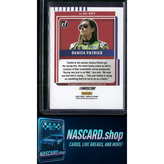 2025 Donruss #SS-DPT Danica Patrick Signature Series Blue Xplosion #/25 - NASCARD.shop