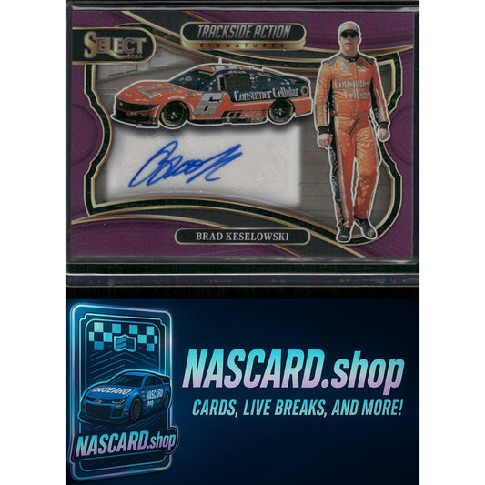 2025 Select Brad Keselowski Trackside Action Signatures Purple Prizms #/49 - NASCARD.shop