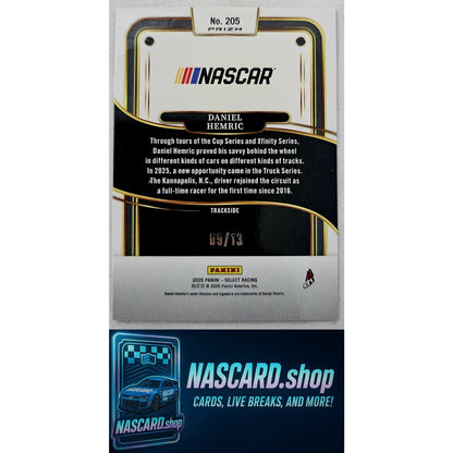 2025 Panini Select Trackside #205 Daniel Hemric Gold Power Plaid #/13