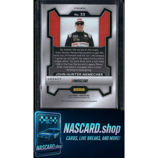 2024 Panini Prizm #33 John Hunter Nemechek White Sparkle