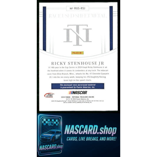 2024 Panini National Treasures Ricky Stenhouse Jr Race Used Sheet Metal #/99 - NASCARD.shop