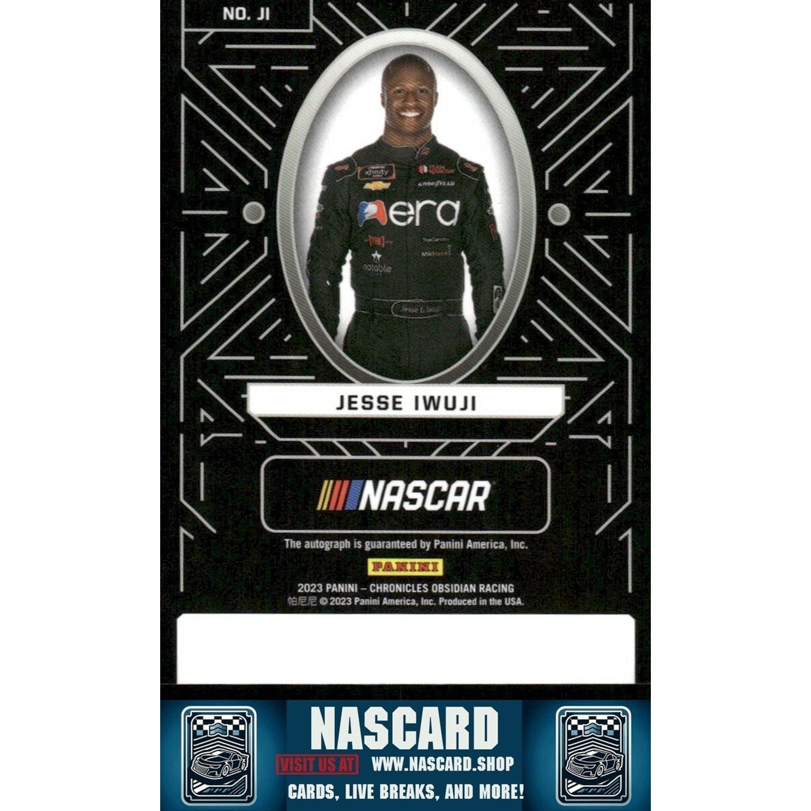 2023 Panini Chronicles - Obsidian Signatures Jesse Iwuji #JI (AU, RC) - NASCARD.shop