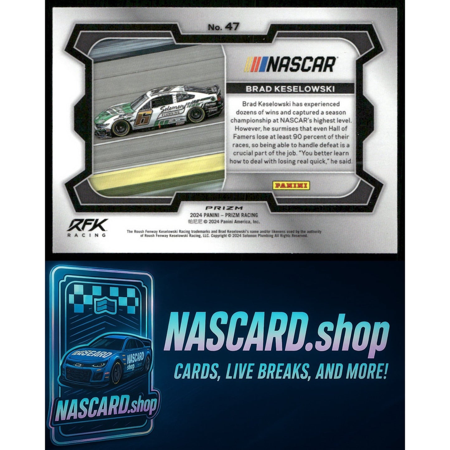 2024 Panini Prizm #47 Brad Keselowski White Sparkle - NASCARD.shop