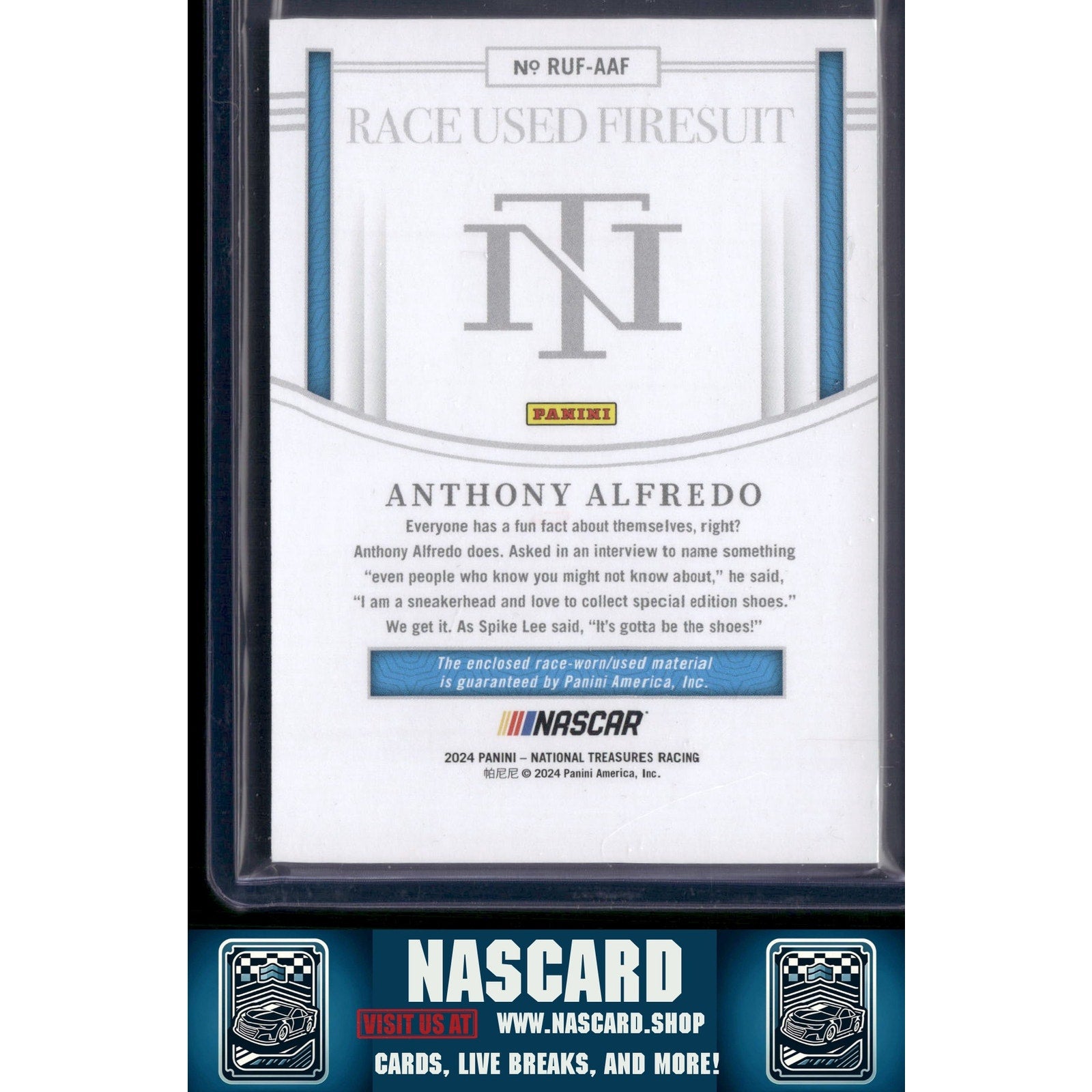 2024 National Treasures Anthony Alfredo Race Used Firesuit Holo Gold #/10 - NASCARD.shop