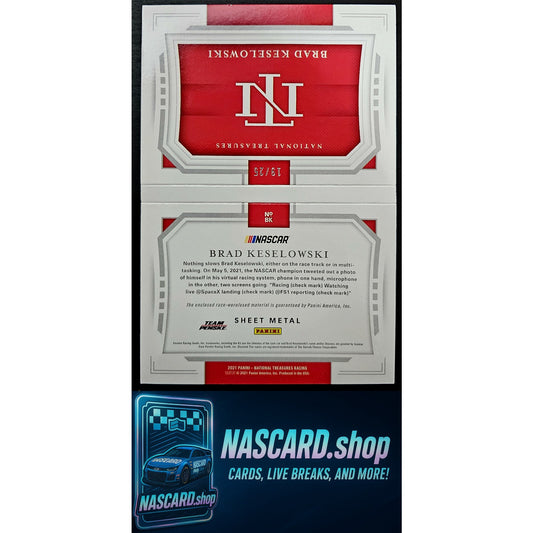 2021 National Treasures Brad Keselowski Jumbo Sheet Metal Booklet Duals #/25