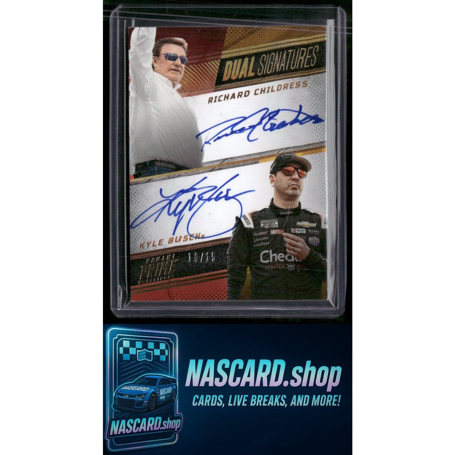 2023 Panini Prime Richard Childress Kyle Busch Dual Prime Signatures Gold /15 - NASCARD.shop