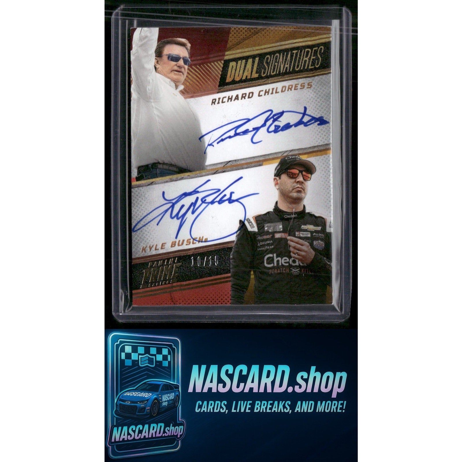 2023 Panini Prime Richard Childress Kyle Busch Dual Prime Signatures Gold /15 - NASCARD.shop