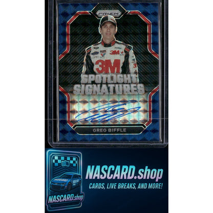 2023 Panini Prizm #SS-GBF Greg Biffle Spotlight Signatures Reactive Blue #/49 - NASCARD.shop