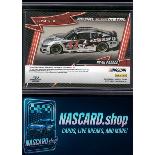 2025 Donruss #PM-RPC Ryan Preece Pedal to the Metal Materials