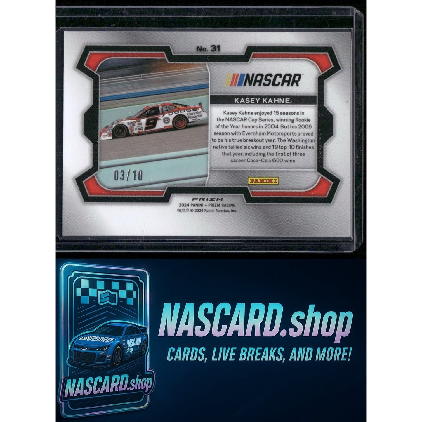 2024 Panini Prizm #31 Kasey Kahne Blue Shimmer #/10
