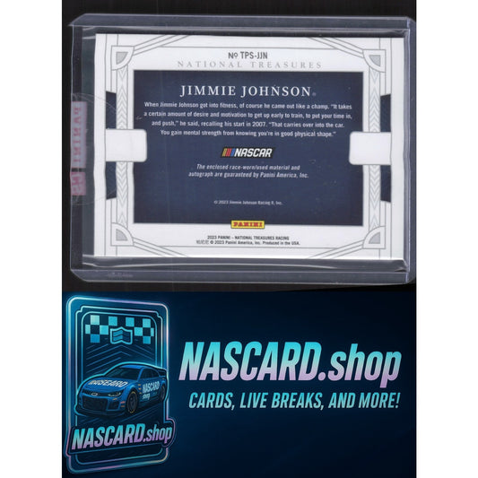 2023 National Treasures Jimmie Johnson Track Pass Material Signatures #/99