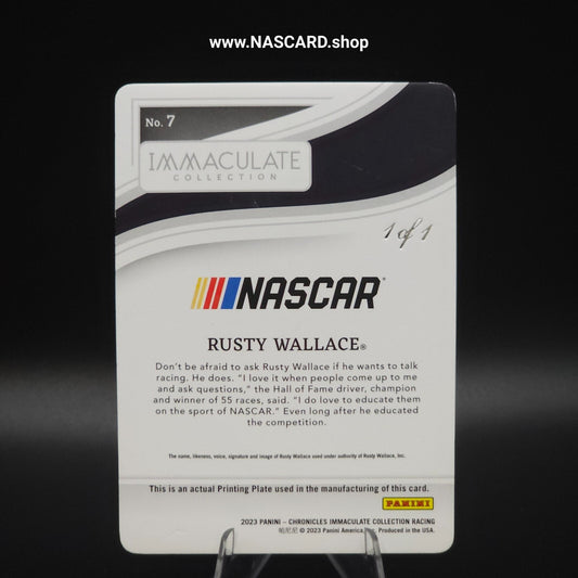 2023 Panini Chronicles Immaculate Collection #7 Printing Plate Rusty Wallace 1/1