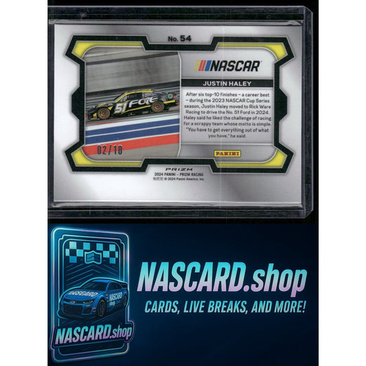 2024 Panini Prizm #54 Justin Haley Blue Shimmer #/10 - NASCARD.shop