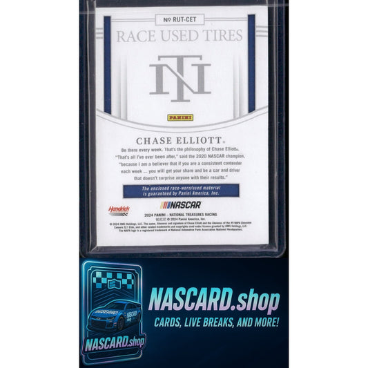 2024 Panini National Treasures #RUT-CET Chase Elliott Race Used Tires Blue #/75 - NASCARD.shop