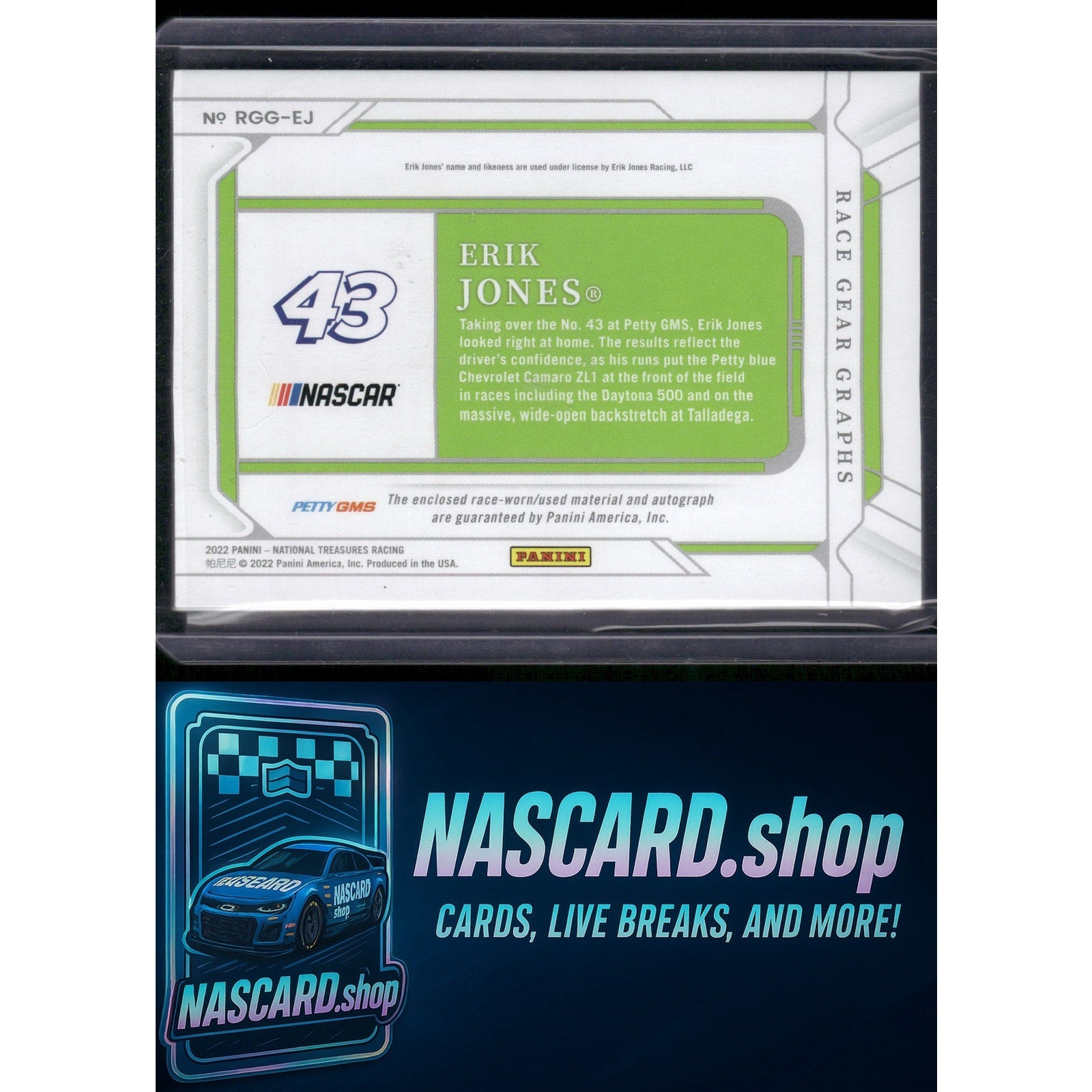 2022 Panini National Treasures #RGG-EJ Erik Jones Race Gear Graphs #/99 - NASCARD.shop