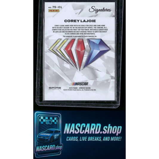 2023 Panini Prime Corey LaJoie NASCAR 75th Anniversary Signatures Holo #/75