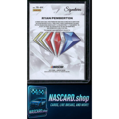 2023 Panini Prizm Ryan Pemberton NASCAR 75th Anniversary Signatures Holo #/75