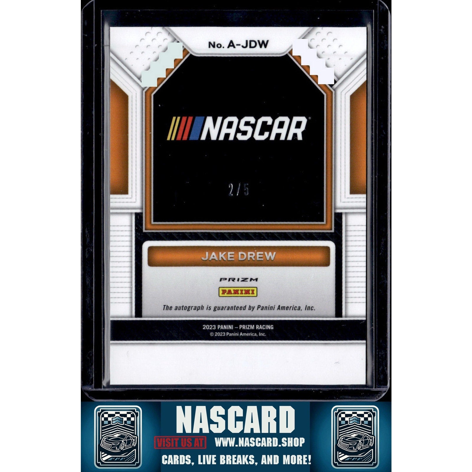 2023 Panini Prizm #A-JDW Jake Drew Autographs White Prizm #/5 - NASCARD.shop