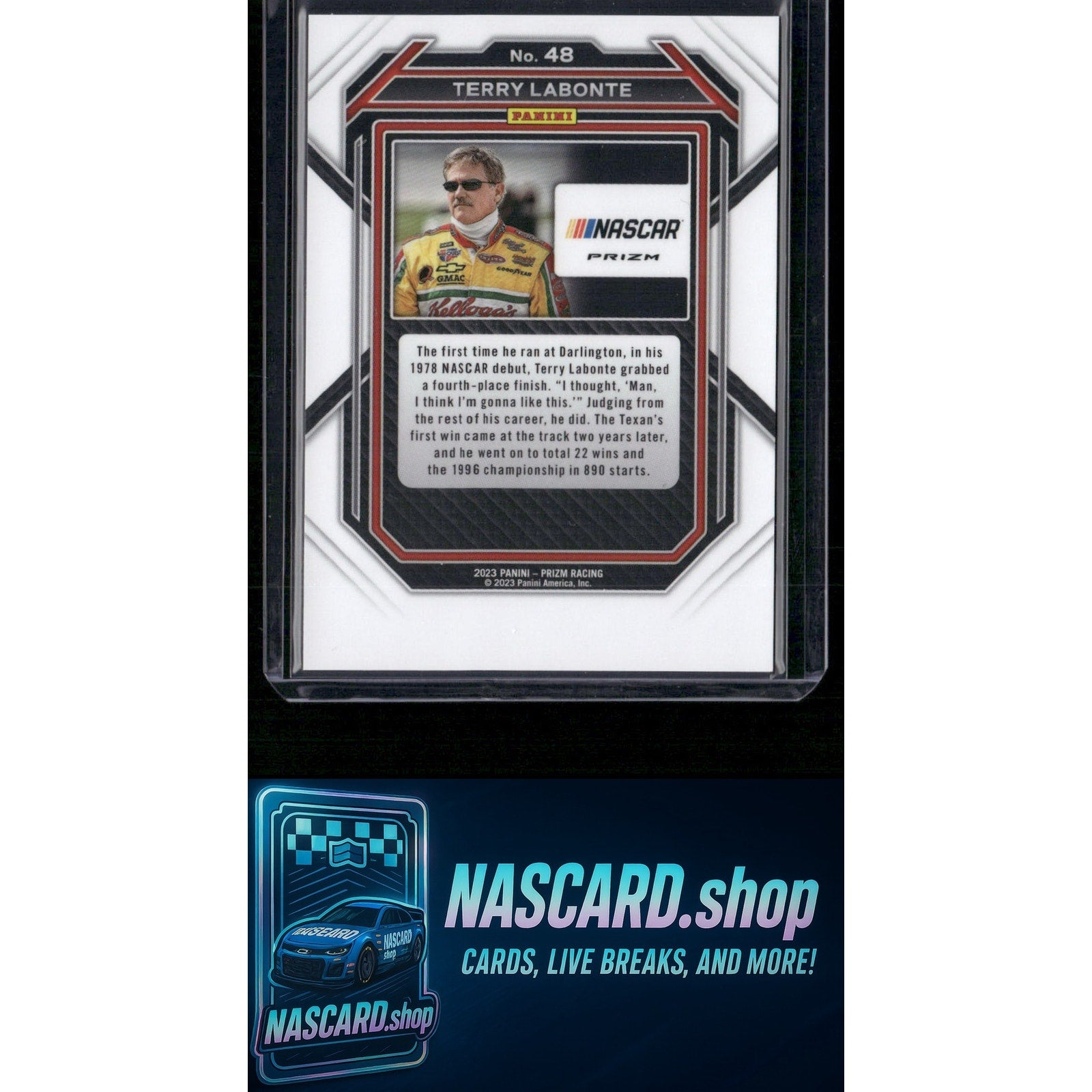 2023 Panini Prizm #48 Terry Labonte White Sparkle Prizm - NASCARD.shop