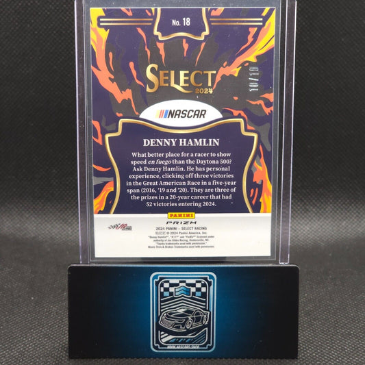 2024 Panini Select Racing En Fuego Gold Prizm #18 Denny Hamlin 10/10 - NASCARD.shop