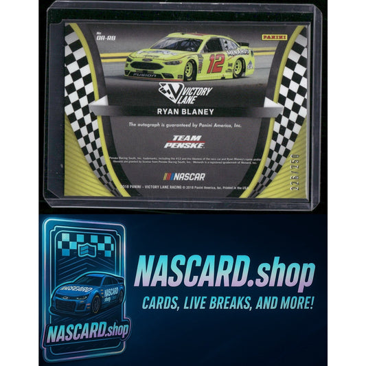 2018 Panini Victory Lane #OA-RB Ryan Blaney Octane Autographs #/250