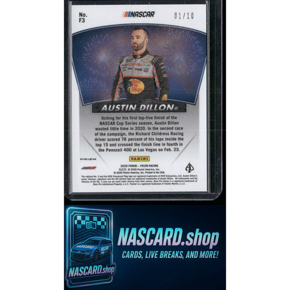 2020 Panini Prizm #F3 Austin Dillon Fireworks Gold Prizm #01/10 - NASCARD.shop