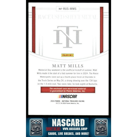2024 National Treasures Race Used Sheet Metal Blue Matt Mills /75