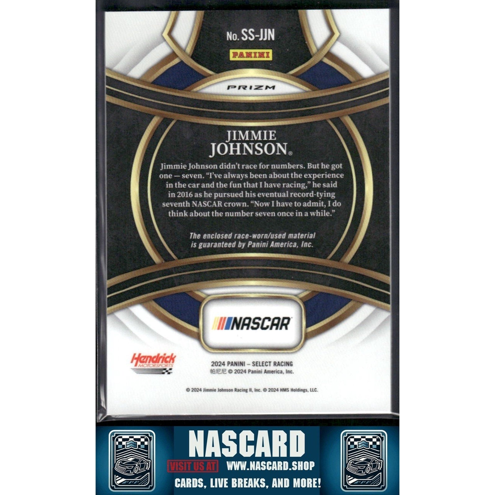 2024 Panini Select #SS-JJN Jimmie Johnson Selective Swatches Flash Prizms - NASCARD.shop