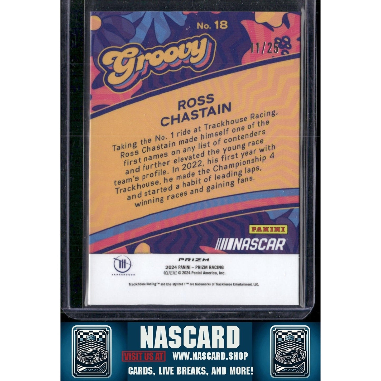 2024 Panini Prizm #18 Ross Chastain Groovy Green Pulsar - NASCARD.shop