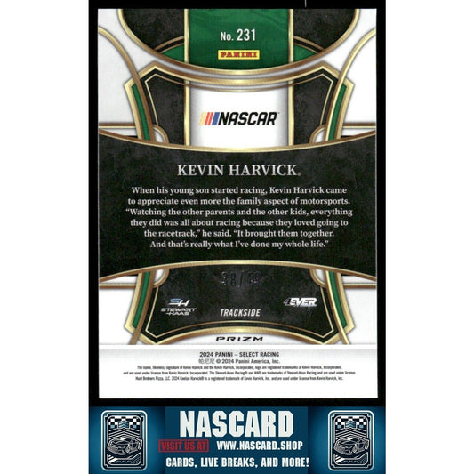 2024 Panini Select Trackside Black & Blue Prizm Kevin Harvick Keelan Harvick /49