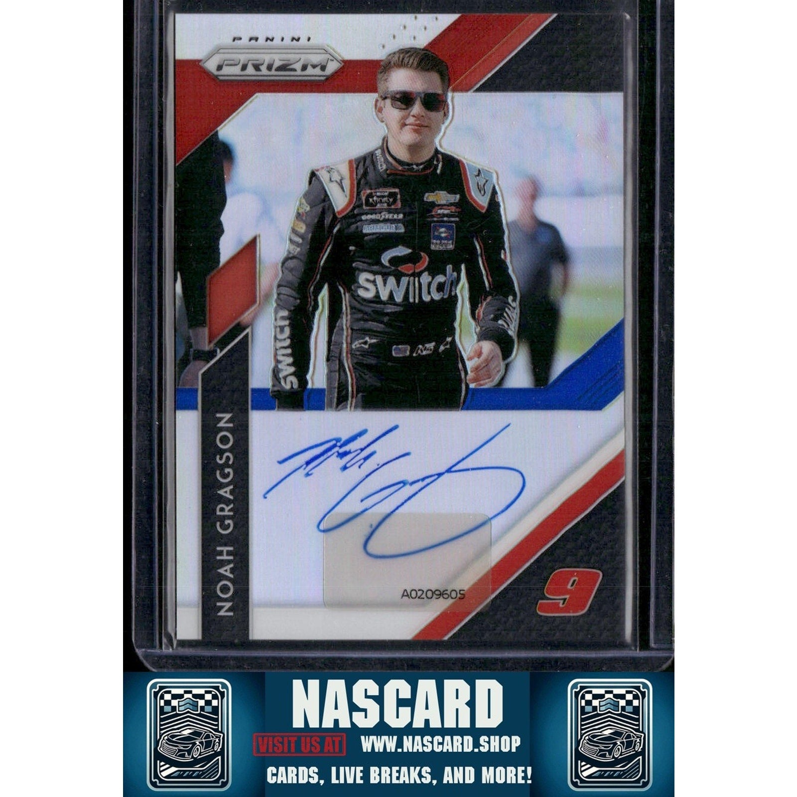 2019 Panini Prizm #DS-NG Noah Gragson Driver Signatures Red White and Blue Prizm - NASCARD.shop