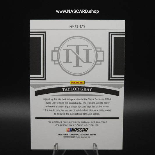 2024 Panini National Treasures Firesuit Signatures Taylor Gray /99