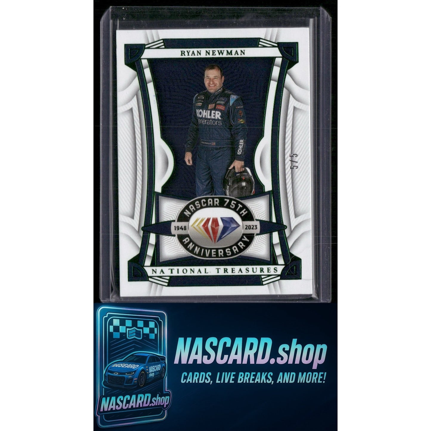 2023 Panini National Treasures #61 Ryan Newman Green #5/5 - NASCARD.shop