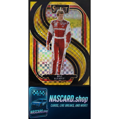 2025 Panini Select Trackside #258 Bill Elliott Gold Power Plaid #09/13