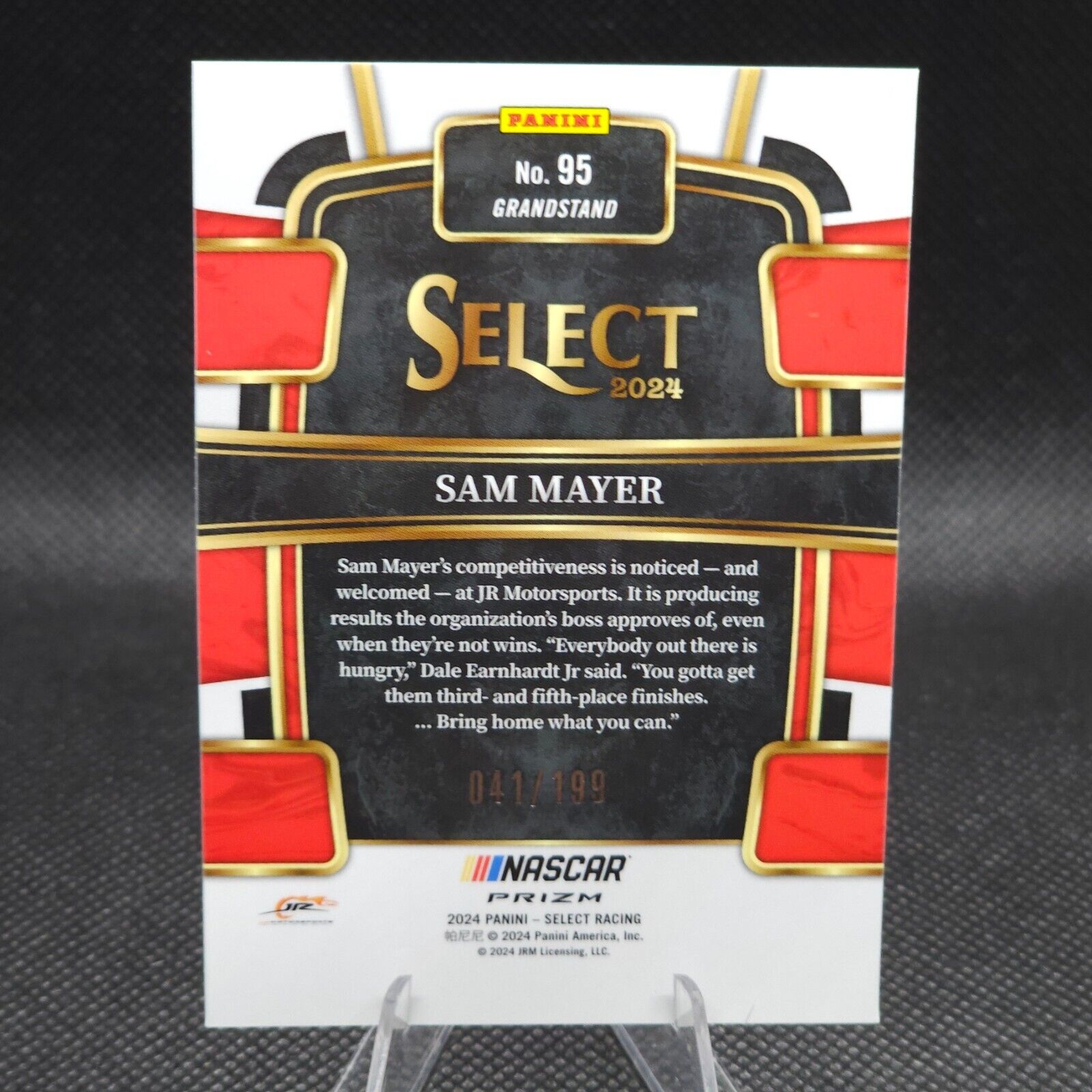 2024 Panini Select Racing Grandstand Light Blue Prizm #95 Sam Mayer 041/199 - NASCARD.shop