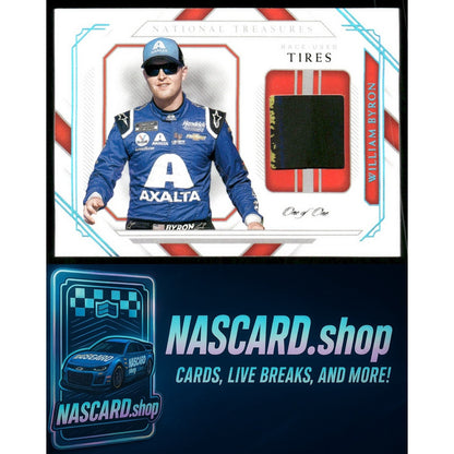 2021 National Treasures William Byron Race Used Tires Prime Platinum Blue #1/1 - NASCARD.shop
