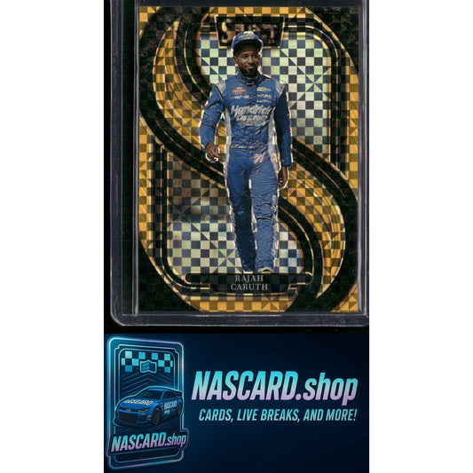 2025 Select Racing #226 Rajah Caruth Trackside Gold Power Plaid Prizms #/13 - NASCARD.shop