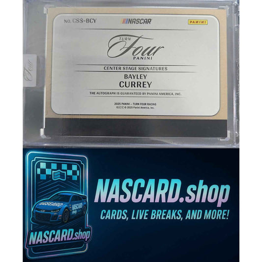 2025 Panini Turn Four #CSS-BCY Bayley Currey Center Stage Signatures Blue #/49