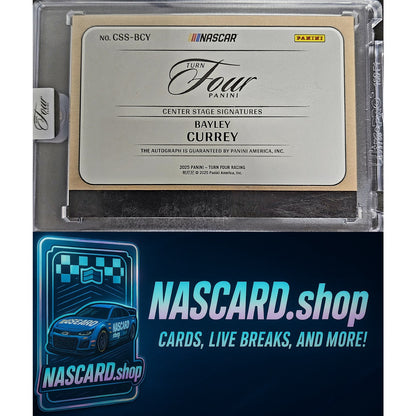 2025 Panini Turn Four Bayley Currey Center Stage Signatures Holo Silver #/75