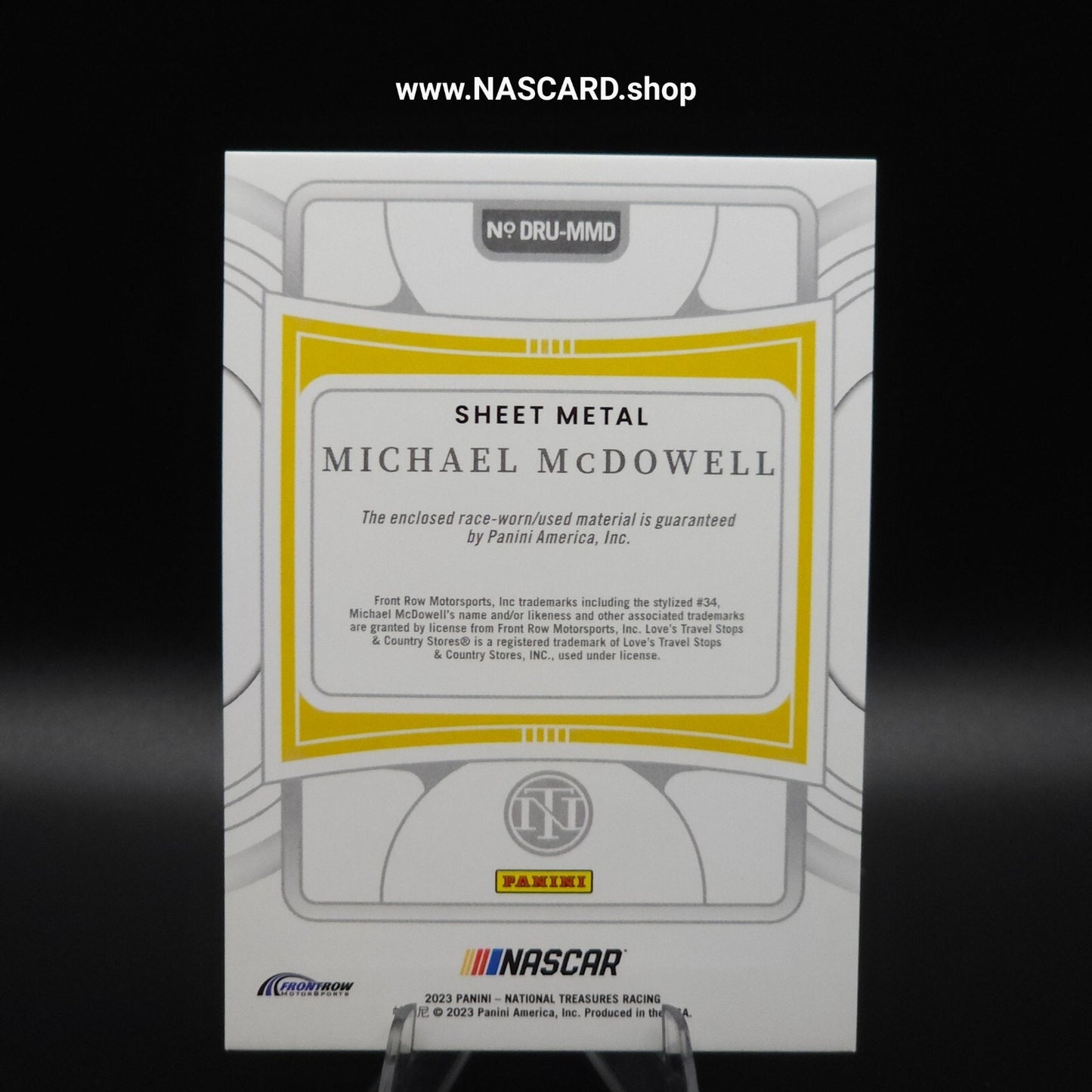 2023 National Treasures Dual Race Used Sheet Metal Michael McDowell /99 (MEM)