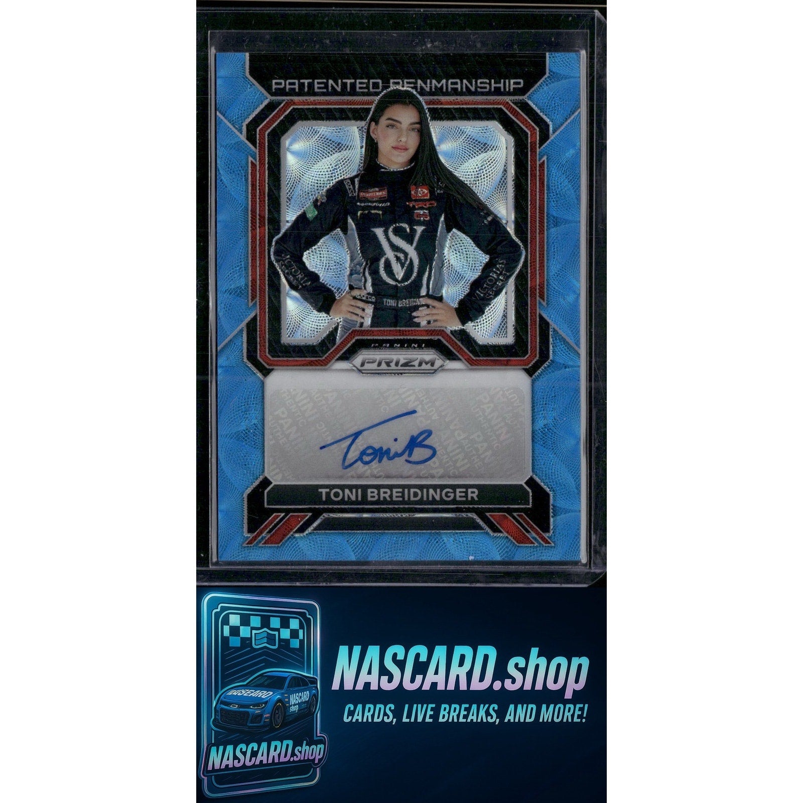 2023 Panini Prizm Toni Breidinger Patented Penmanship Carolina Blue Scope #/75 - NASCARD.shop