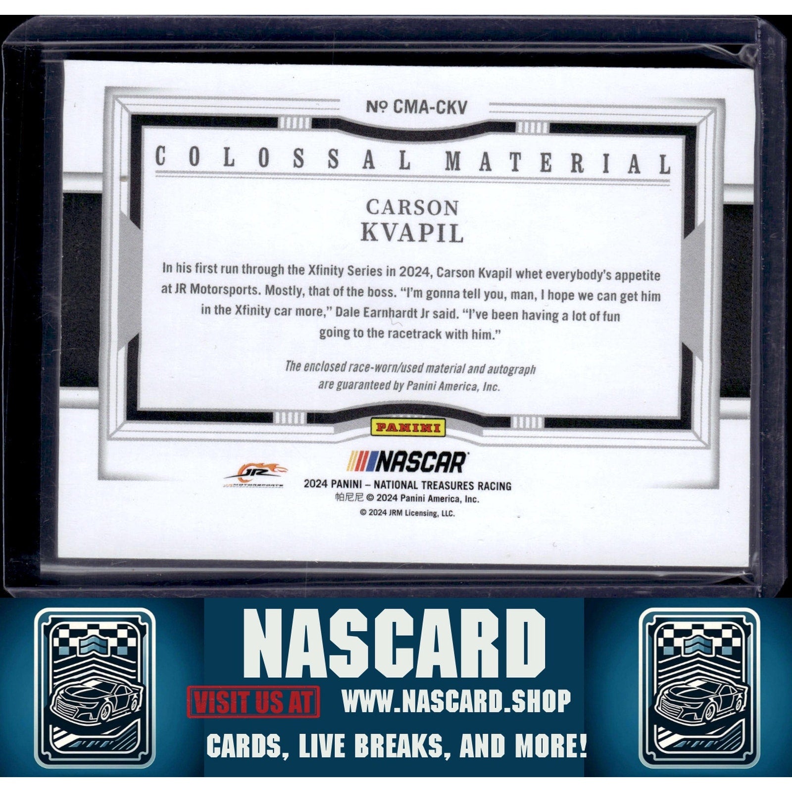 2024 National Treasures Carson Kvapil Colossal Material Auto Holo Silver #/25 - NASCARD.shop