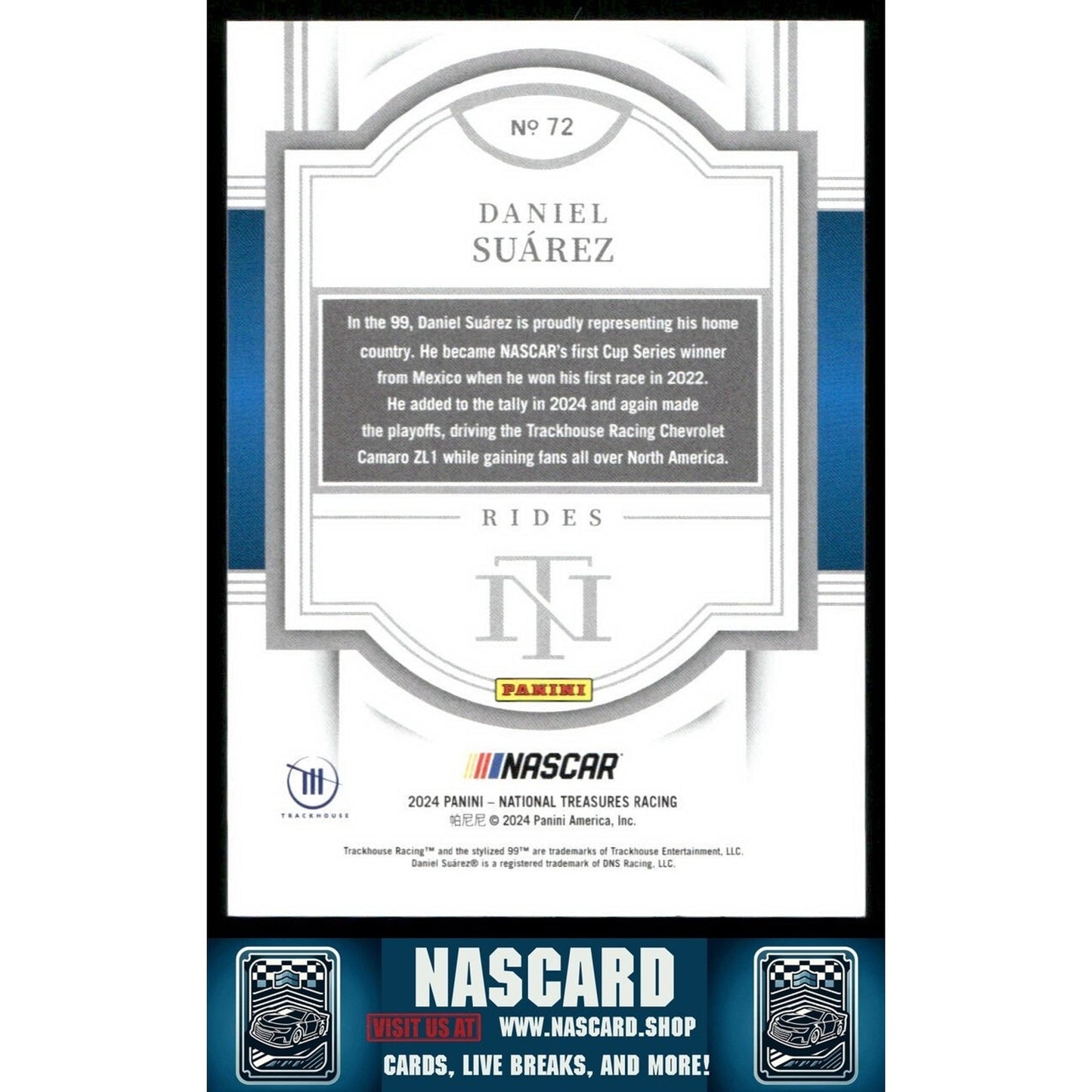 2024 National Treasures Rides Holo SIlver Daniel Suarez /25 - NASCARD.shop