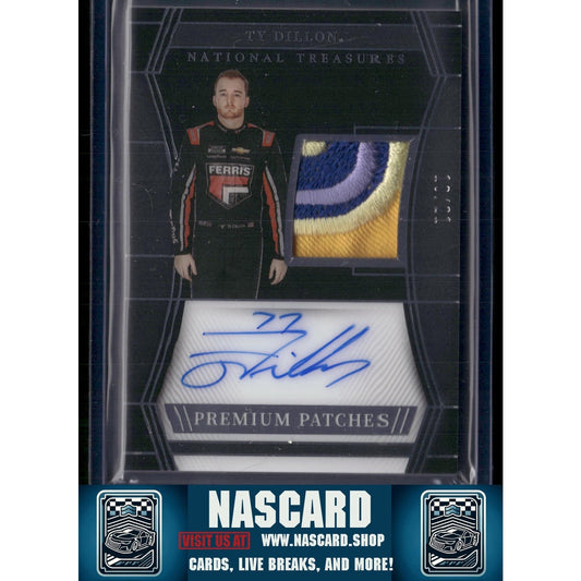 2023 Panini National Treasures #PPM-TY Ty Dillon Premium Patches Midnight #/21