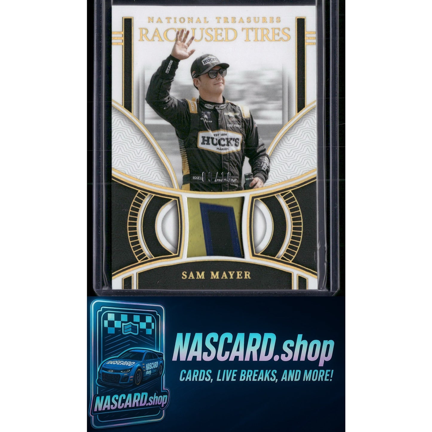 2024 Panini National Treasures #RUT-SMR Sam Mayer Race Used Tires Holo Gold #/10 - NASCARD.shop
